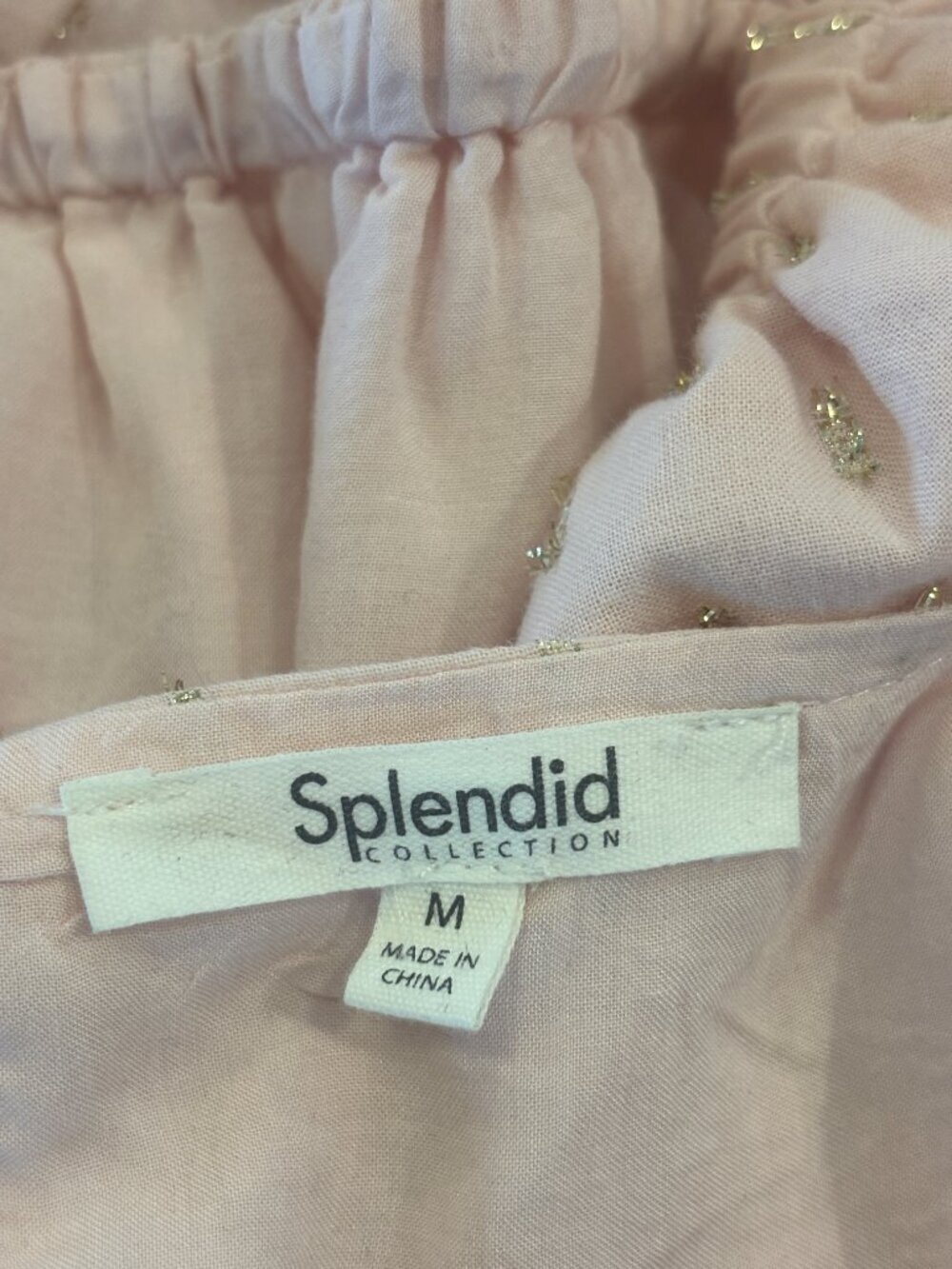 Splendid Collection Blush Metallic Clip Dot Tiered Dress Medium Like New - Picture 4 of 6